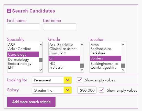 Medical candidate search